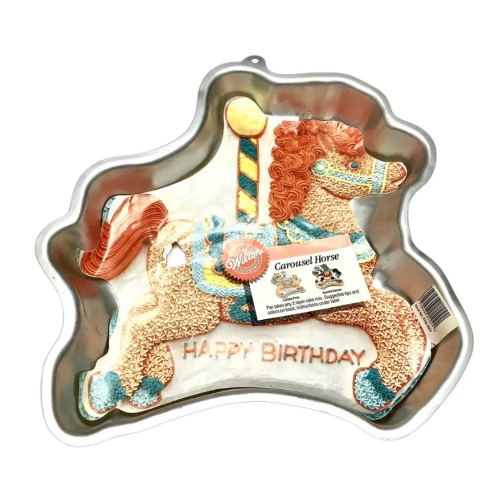 Vintage 1990 Wilton Carousel Horse Cake Pan w/ Liner 2105-6507